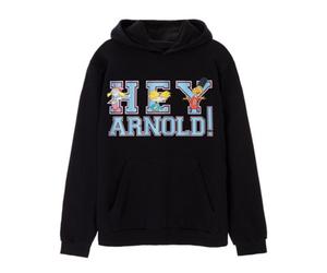 Vanilla Underground Hey Arnold Unisex Black Collegiate Letters Hoodie (Small)