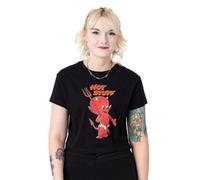 Hot Stuff Womens Black Hot Stuff Crop Cropped Short Sleeved T-Shirt - Large