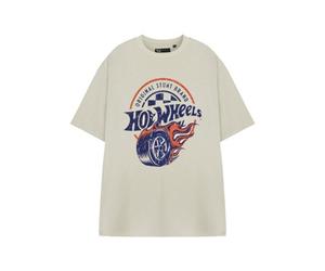 Vanilla Underground Hot Wheels Mens Beige Original Stunt Brand Short Sleeved T-Shirt (Small)