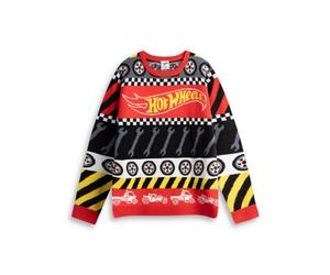 Vanilla Underground Hot Wheels Mens Multicoloured Tyre & Spanner Fairisle Christmas Jumper (Small)