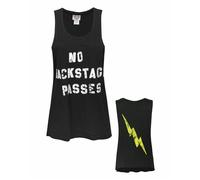 Vanilla Underground Junk Food Clothing Womens Black No Backstage Passes Text Vest (Medium)