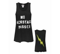 Vanilla Underground Junk Food Clothing Womens Black No Backstage Passes Text Vest (Small)
