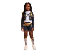 Vanilla Underground KPop Demon Hunters Rumi Golden Girls 2 Piece Costume | Black Chain Pattern Jacket, White Top and Shorts with Gold Belt | Kids Character Fancy Dress Outfit