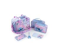 Vanilla Underground Lilo & Stitch Girls Pink Purple Blue 6 Piece Luggage Set | Overnight Bag with Carry Handles | Packing Cubes | Zip-Up Stitch Angel Character Merch