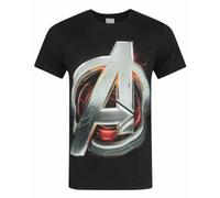 Vanilla Underground Marvel Mens Black Avengers Logo Short Sleeved T-Shirt (Medium)