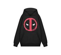 Marvel Mens Black Hoodie | Official Comics Character Logo Hooded Sweatshirt | Superhero Graphic Pullover for Men | Avengers Fan Apparel Gift