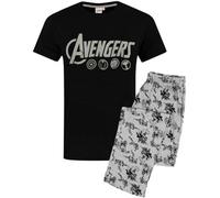 Vanilla Underground Marvel Mens Black Logo Short Sleeve Long Leg Pyjama Set (Xx-Large)