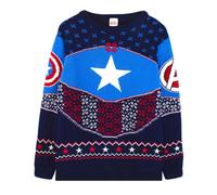 Marvel Mens Blue Captain America Christmas Jumper - XX-Large