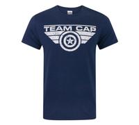 Vanilla Underground Marvel Mens Blue Captain America - Team Cap Slogan Short Sleeved T-Shirt (Small)