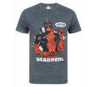 Vanilla Underground Marvel Mens Grey Deadpool Short Sleeved T-Shirt (Medium)