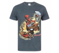 Vanilla Underground Marvel Mens Grey Deadpool Short Sleeved T-Shirt (X-Large)