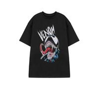 Marvel Black Venom Tongue Graphic Tee | Men's Short Sleeve T-Shirt | Crew Neck Superhero Apparel | Casual Everyday Wear | Venom Character Design Comics Merchandise