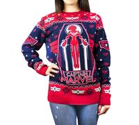 Vanilla Underground Marvel Womens Black Captain Marvel Christmas Jumper (X-Large)