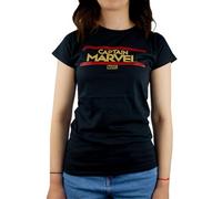 Vanilla Underground Marvel Womens Black Captain Marvel Short Sleeved T-Shirt (Large)