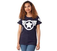 Vanilla Underground Marvel Womens Blue Captain America Logo Short Sleeved T-Shirt (Small)