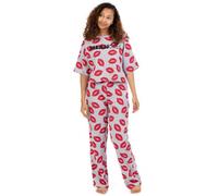 Vanilla Underground Mean Girls Womens Grey Logo With Kiss All-Over Print Short Sleeve Long Leg Pyjama Set (X-Large)