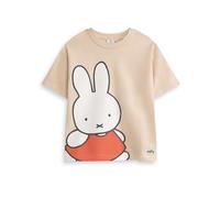 Vanilla Underground Miffy Girls Beige Graphic Tee | Short Sleeve Crew Neck Cartoon Character Top | Kids Streetwear T-Shirt with Face Print | Unisex Children's Casual Tee | Miffy Merch