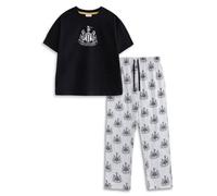 Vanilla Underground Newcastle United Mens Black Logo Short Sleeve Long Leg Pyjama Set (Xx-Large)