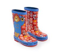 Vanilla Underground Paddington Bear Kids Red Blue Wellington Boots | Pull-On Waterproof Rainy Day Footwear | Character Graphic Duffle Coat Design | Outdoor Play Boots