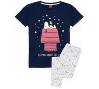 Vanilla Underground Peanuts Womens Blue Snoopy Short Sleeve Long Leg Pyjama Set (X-Large)
