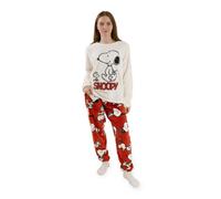 Vanilla Underground Peanuts Womens Red Snoopy Long Sleeve Long Leg Pyjama Set (Large)