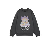 Polly Pocket Womens Grey Long Sleeve Graphic Tee | Cartoon Character Crew Neck Top for Casual Wear | Plain Design Classic Apparel