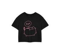 Pusheen Womens Black Bye Cropped Short Sleeved T-Shirt - Large
