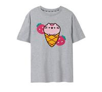Vanilla Underground Pusheen Womens Grey Ice Cream Short Sleeved T-Shirt (Large)