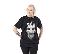 Vanilla Underground Saw Mens Black Short Sleeved T-Shirt | Horror Movie Graphic Tee | Jigsaw Puppet from Saw Crew Neck Cotton Top | Halloween Apparel | Movie Merchandise for Horror Fans