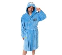 Vanilla Underground Sesame Street Cookie Monster Unisex Hooded Bathrobe | Light Blue Cosy Fleece Bathing & Lounging | Long Sleeve Tie Closure | Sesame Street Merch - XX-Large