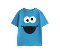Vanilla Underground Sesame Street Cookie Monster Unisex Kids Blue Short Sleeved Graphic Tee | Fun Cartoon Top for Everyday Wear & Play | Sesame Street Merch - 5-6 Years