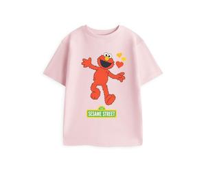 Vanilla Underground Sesame Street Elmo Girls Pink Short Sleeved Graphic Tee | Classic Crew Neck T-Shirt | Everyday Wear for Kids | Cartoon Print Top | Sesame Street Merch - 2-3 Years