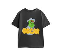 Vanilla Underground Sesame Street Oscar The Grouch Dark Grey Short Sleeved Graphic Tee | Unisex Kids T-Shirt with Character Print for Casual Wear | Official Sesame Street Merch - 5-6 Years