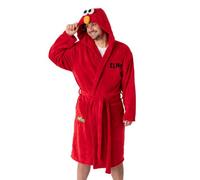 Vanilla Underground Sesame Street Elmo Red Hooded Bathrobe | Long Sleeve Cosy Fleece Loungewear with 3D Detail on Hood | Unisex Adults | Sesame Street Merch - X-Large