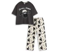 Vanilla Underground Shaun The Sheep Womens Grey Character Short Sleeve Long Leg Pyjama Set (Small)