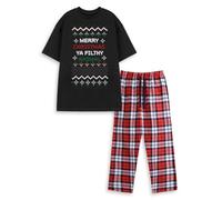 Vanilla Underground Show Me The Merch Unisex Black Filthy Animal Fair Isle Short Sleeve Long Leg Pyjama Set (Xx-Large)