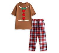 Vanilla Underground Show Me The Merch Unisex Brown Gingerbread Man Short Sleeve Long Leg Pyjama Set (Xx-Large)
