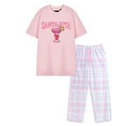 Vanilla Underground Show Me The Merch Unisex Pink Santa-Rita Short Sleeve Long Leg Pyjama Set (Large)