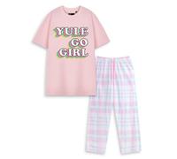 Vanilla Underground Show Me The Merch Unisex Pink Yule Go Girl Short Sleeve Long Leg Pyjama Set (Large)