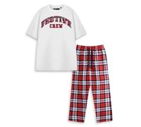 Vanilla Underground Show Me The Merch Unisex White Festive Crew Short Sleeve Long Leg Pyjama Set (Medium)