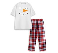 Vanilla Underground Show Me The Merch Unisex White Snowman Short Sleeve Long Leg Pyjama Set (Medium)