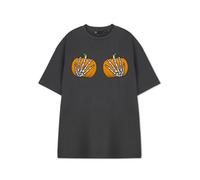 Vanilla Underground Show Me The Merch Womens Grey Pumpkin Hands Short Sleeved T-Shirt (Medium)