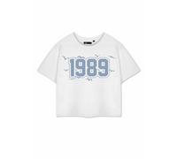 Vanilla Underground Show Me The Merch Womens White 1989 Cropped Short Sleeved T-Shirt (Large)