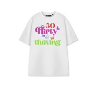 Vanilla Underground Show Me The Merch Womens White 30 Flirty & Thriving Short Sleeved T-Shirt (Xx-Large)