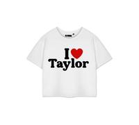 Vanilla Underground Show Me The Merch Womens White I Love Taylor Cropped Short Sleeved T-Shirt (Large)