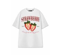 Vanilla Underground Show Me The Merch Womens White Strawberry Short Sleeved T-Shirt (X-Large)