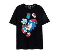 Vanilla Underground Sonic The Hedgehog Mens Black Christmas Presents Short Sleeved T-Shirt (Large)
