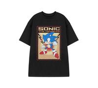 Vanilla Underground Sonic The Hedgehog Mens Black Sonic Short Sleeved T-Shirt (Medium)