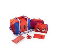 Vanilla Underground Spider-Man Boys Red & Blue 6 Piece Luggage Set | Overnight Bag, Packing Cubes, Passport Holder & Travel Pouch | Character Graphic Design | Marvel Merch