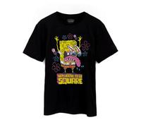 Vanilla Underground Spongebob Squarepants Mens Black Not Afraid To Be Square Short Sleeved T-Shirt (Medium)